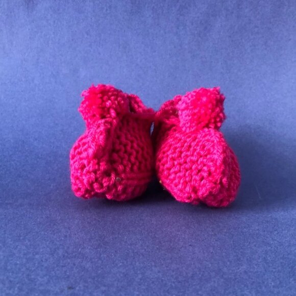 NWT Vintage Handmade Knitted Pink Children’s Slipper Booties - Picture 2 of 3